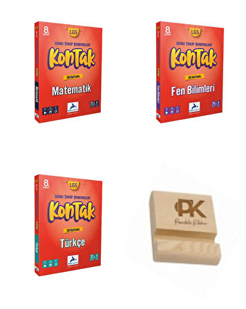 Paraf LGS 8. Sınıf Kontak Matematik Fen Bilimleri ve Türkçe Konu Takip Denemeleri 3lü Set + Telefon Standı