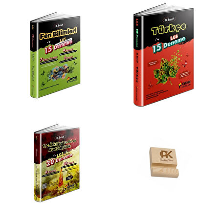 Aydın LGS 8. Sınıf Fen Bilimleri (15li) Türkçe (15li) ve İnkılap (20li) Denemeleri + Telefon Standı