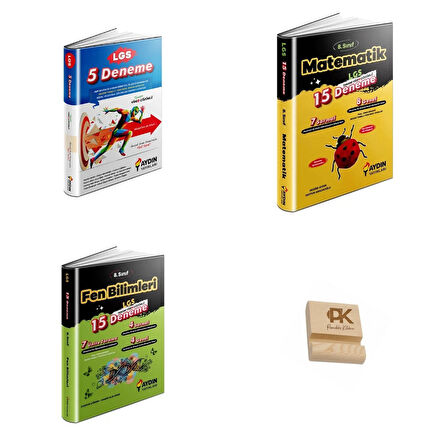 Aydın LGS 8. Sınıf Tüm Dersler 5li Deneme Matematik ve Fen Bilimleri 15li Deneme 3lü Set