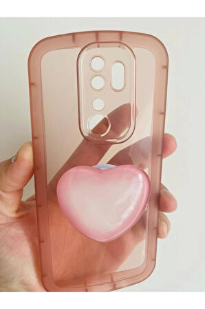 Xiaomi Redmi Note 8 Pro Kamera Korumalı Popsocketli Pembe Kılıf
