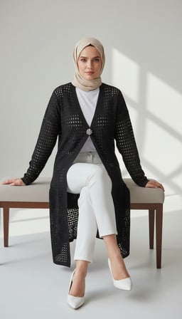 KABIN ÖNÜ BROŞLU UZUN DELİKLİ İNCE UZUN HIRKA 
