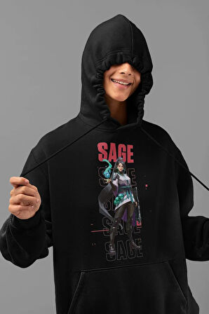 Sage Karakter Baskılı Unisex Oversize Vallorant Hoodie