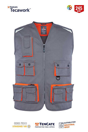 Myform 09139 Yelek Camper Gri/Turuncu