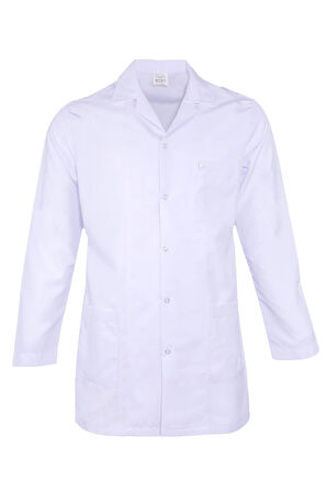 Hedera Erkek Önlük Beyaz Renk Düğmeli Uzun Kollu Temiz Görünümlü Profesyonel İş Önlüğü