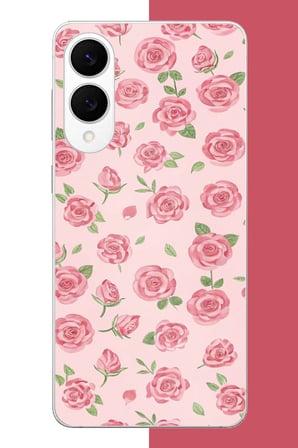 Samsung Galaxy S25 Edge Uyumlu pembe gül Baskılı Silikon Kılıf