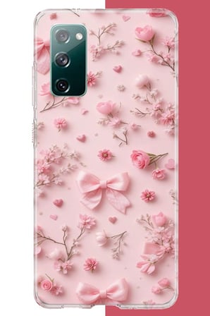Samsung Galaxy S20 FE Uyumlu pembe fiyonk gül.jpeg Baskılı Silikon Kılıf