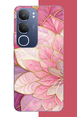 Vivo Y19s Uyumlu pembe yaprak Baskılı Silikon Kılıf