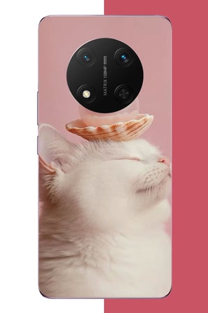 Honor Magic 7 Lite Uyumlu incili kedi Baskılı Silikon Kılıf