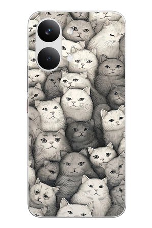 POCO X8 Pro Max Uyumlu Kara Kalem Kediler Baskılı Silikon Kılıf