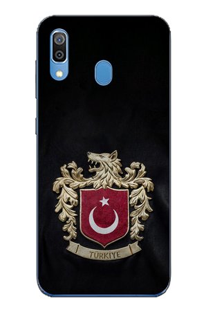 Samsung Galaxy A20-A30 Uyumlu Türk Sembolü Kurt ve Bayrak Desenli Baskılı Silikon Kılıf