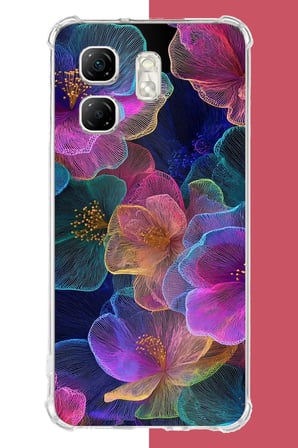 Infinix Hot 50i - Smart 9 Uyumlu Neon Çiçekler Baskılı Silikon Kılıf