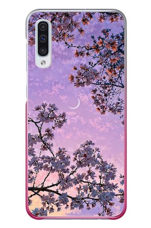 Samsung Galaxy A50 Uyumlu Mor Gökyüzülü Ağaç Baskılı Silikon Kılıf