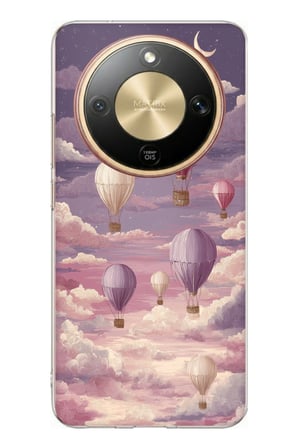Honor Magic 8 Lite Uyumlu Mor Gökyüzü ve Uçan Balon Baskılı Silikon Kılıf
