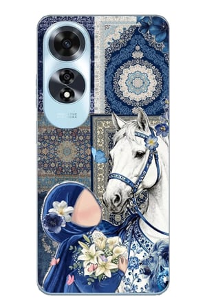 Oppo A60 Uyumlu Geleneksel Motifli Beyaz At Baskılı Silikon Kılıf
