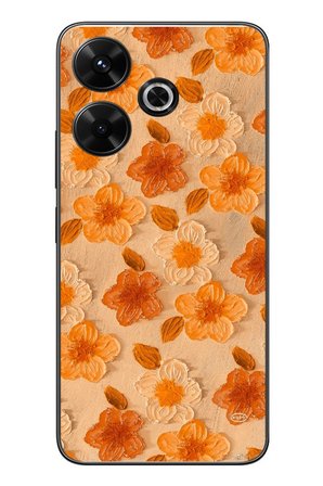 Redmi 13 Uyumlu Turuncu Papatyalar Baskılı Silikon Kılıf