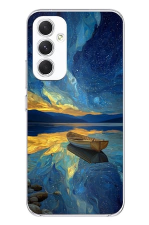Samsung Galaxy A54 Uyumlu Yıldızlı Gece ve Kayık Manzaralı Baskılı Silikon Kılıf