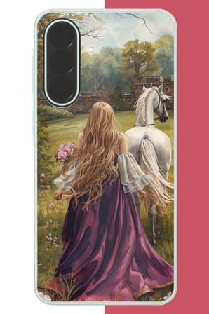 Samsung Galaxy A27 Uyumlu mor elbiseli kadın Baskılı Silikon Kılıf