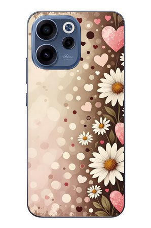 Oppo Reno 15F Uyumlu Kalpli Papatya Damlaları Baskılı Silikon Kılıf