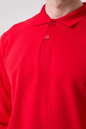 Galanthus Polo Sweat Erkek Uzun Kollu Pamuklu Sweatshirt İş ve Günlük Kullanım İçin