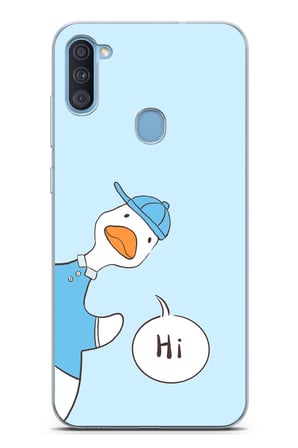 Samsung Galaxy A11-M11 Uyumlu Merhaba Ördek Baskılı Silikon Kılıf
