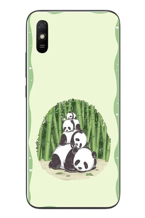 Redmi 9A Uyumlu Panda Ailesi Baskılı Silikon Kılıf