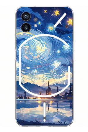 Nothing Phone (1) Uyumlu Yıldızlı Gökyüzü ve Şehir Silüeti Baskılı Silikon Kılıf