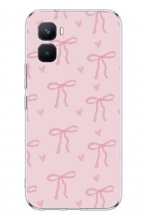 İnfinix GT 50 Pro Uyumlu Pembe Kalpli Fiyonklar Baskılı Silikon Kılıf