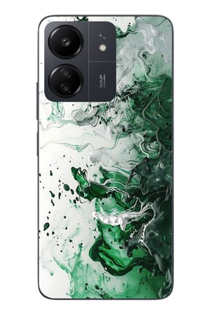 Redmi 13C Uyumlu Yeşil Beyaz Dalgalar Baskılı Silikon Kılıf