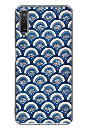 Samsung Galaxy A7 2018 Uyumlu Mavi Bükleler Baskılı Silikon Kılıf