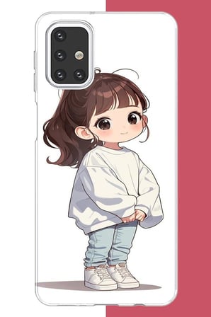Samsung Galaxy M31s Uyumlu kawaii beyaz sweatshirt kız Baskılı Silikon Kılıf