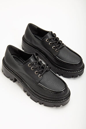 Minnet Siyah Bağcık Detaylı Oxford Ayakkabı 