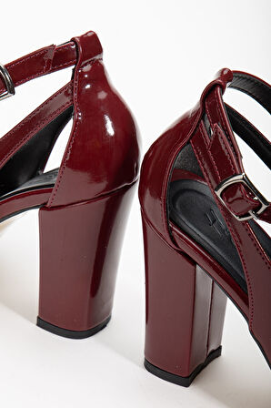 Lillian Topuklu Bordo Rugan Topuklu Kadın Ayakkabı