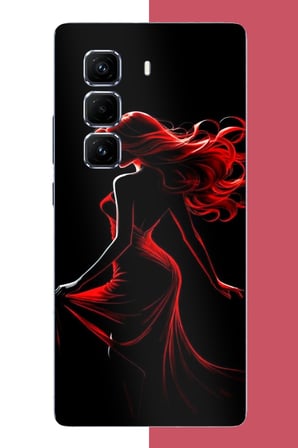 Infinix Hot 50 PRO PLUS+ Uyumlu kırmızı elbiseli kadın Baskılı Silikon Kılıf