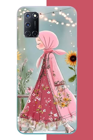 OPPO A52-A72-92 Uyumlu pembe elbiseli kız Baskılı Silikon Kılıf