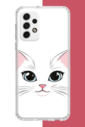 Samsung Galaxy A32 Uyumlu kedi yüzü Baskılı Silikon Kılıf