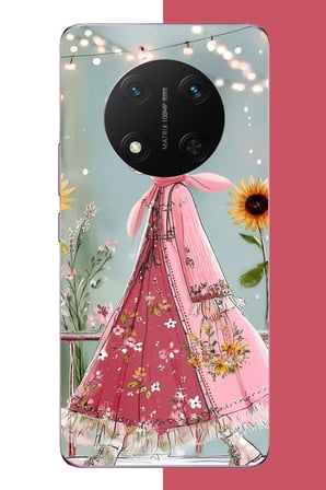 Honor Magic 7 Lite Uyumlu pembe elbiseli kız Baskılı Silikon Kılıf