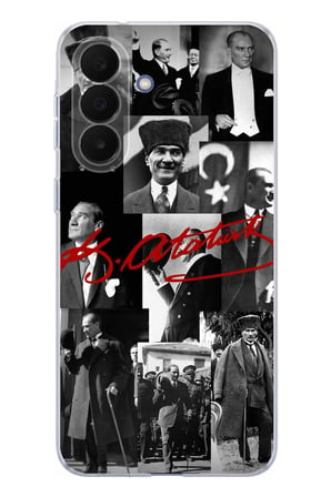 Samsung Galaxy A27 Uyumlu Kırmızı Mustafa Kemal Atatürk İmza Baskılı Silikon Kılıf