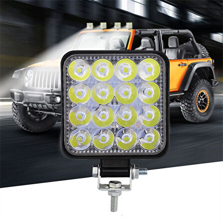 16 Ledli Off Road Çalışma Ve Sis Farı Lambası 12 / 24 Volt