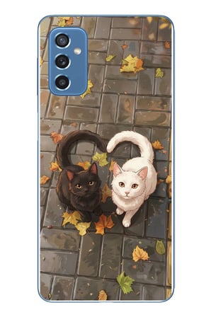 Samsung Galaxy M52 Uyumlu Kalp Kuyruklu Kediler Baskılı Silikon Kılıf