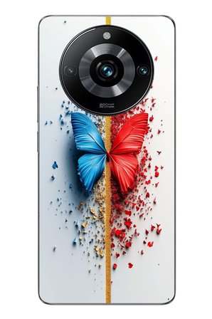 Realme 11 Pro Uyumlu Kırmızı Mavi Kelebek Baskılı Silikon Kılıf
