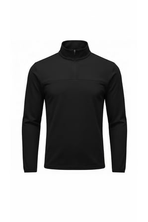 Yarım Fermuarlı Slim Fit Nefes Alan Scuba Dalgıç Kumaş Kol Ucu Lastik Uzun Kollu Siyah Çocuk Sweat