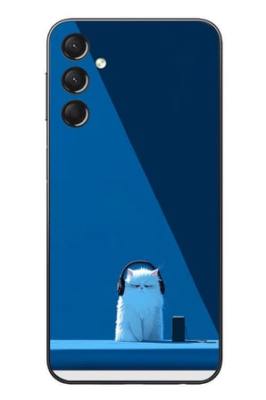 Samsung Galaxy A24 Uyumlu Kulaklı Kedi Baskılı Silikon Kılıf