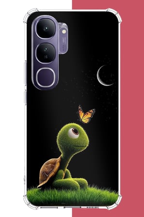 Vivo V40 Lite Uyumlu Ay Işığındaki Minik Kaplumbağa Baskılı Silikon Kılıf