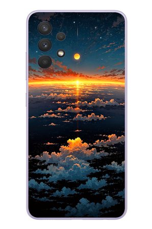 Samsung Galaxy A32 Uyumlu Gün Batımı ve Ay Baskılı Silikon Kılıf