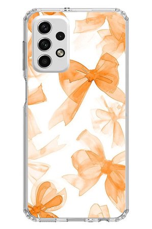 Samsung Galaxy A73 Uyumlu Şeftali Fiyonk Kurdele Baskılı Silikon Kılıf