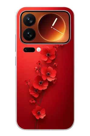 Xiaomi 17 Pro Max Uyumlu Kırmızı Kardelenler Baskılı Silikon Kılıf