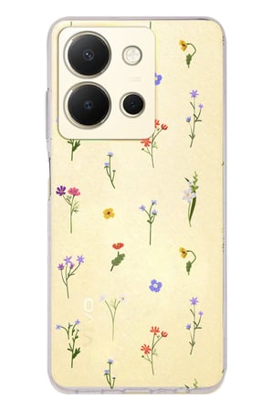 Vivo Y36 Uyumlu Minik Kır Çiçekleri Baskılı Silikon Kılıf