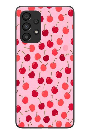 Samsung Galaxy A33 Uyumlu Pembe Kirazlar Baskılı Silikon Kılıf