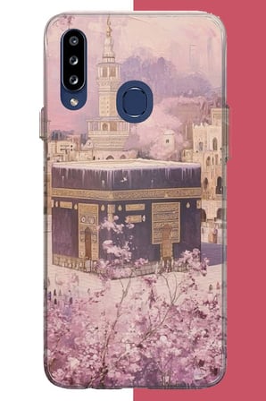 Samsung Galaxy A20S Uyumlu pembe çiçekli kabe Baskılı Silikon Kılıf