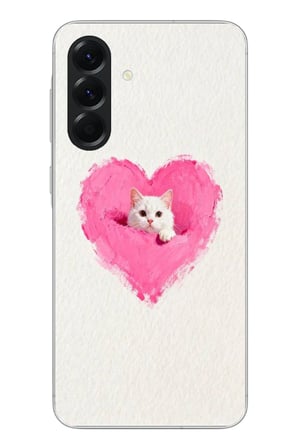 Samsung Galaxy A56 Uyumlu Pembe Kalpli Kedi Baskılı Silikon Kılıf